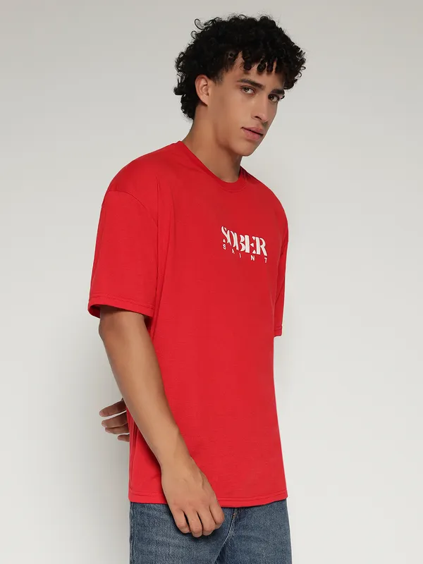Red_Cotton_Lycra_Oversized_Fit_T-Shirt_For_Men