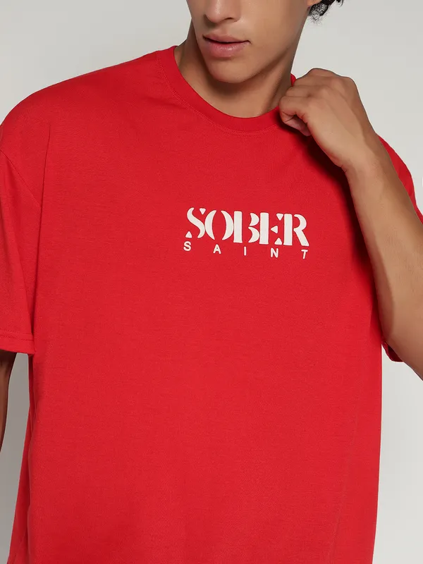 Red_Cotton_Lycra_Oversized_Fit_T-Shirt_For_Men