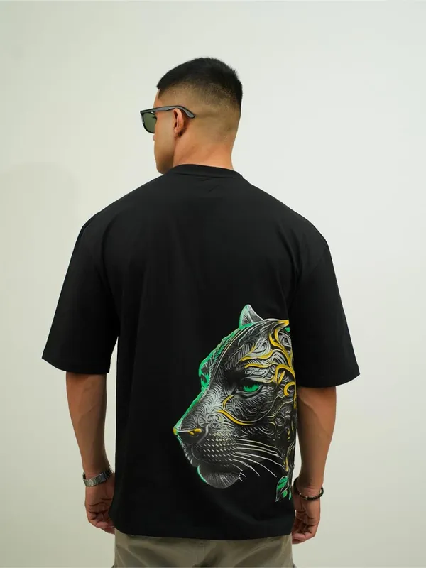 Black_Cotton_Lycra_Oversized_Fit_T-Shirt_For_Men
