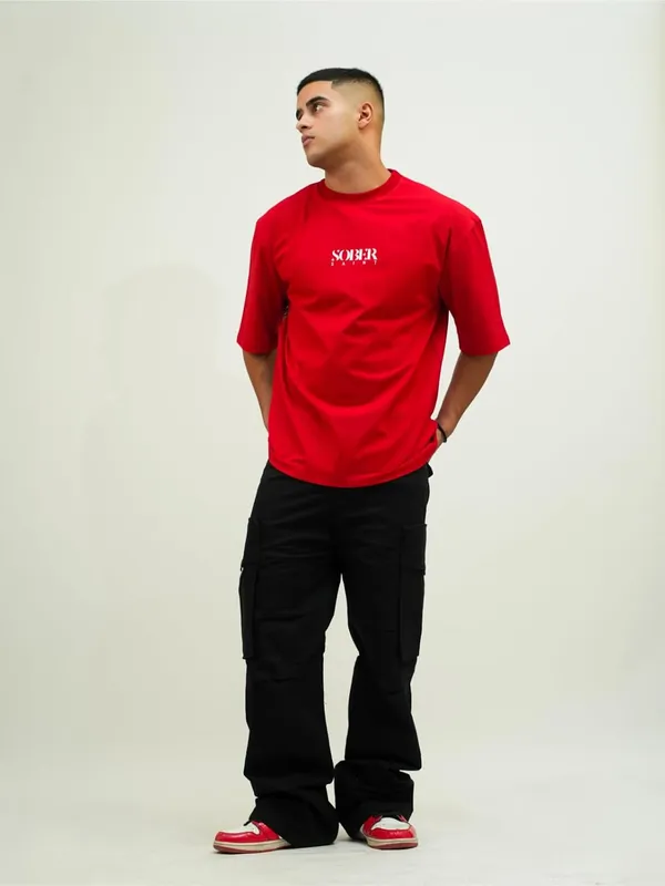 Red_Cotton_Lycra_Oversized_Fit_T-Shirt_For_Men