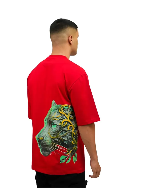 Red_Cotton_Lycra_Oversized_Fit_T-Shirt_For_Men