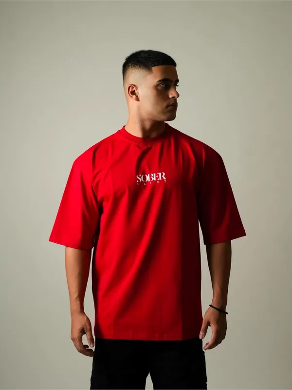 Red_Cotton_Lycra_Oversized_Fit_T-Shirt_For_Men