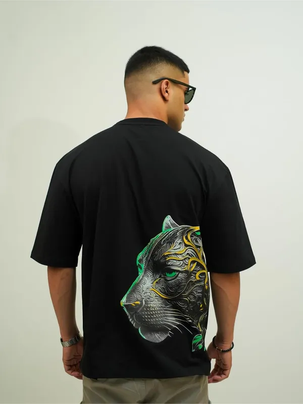 Black_Cotton_Lycra_Oversized_Fit_T-Shirt_For_Men