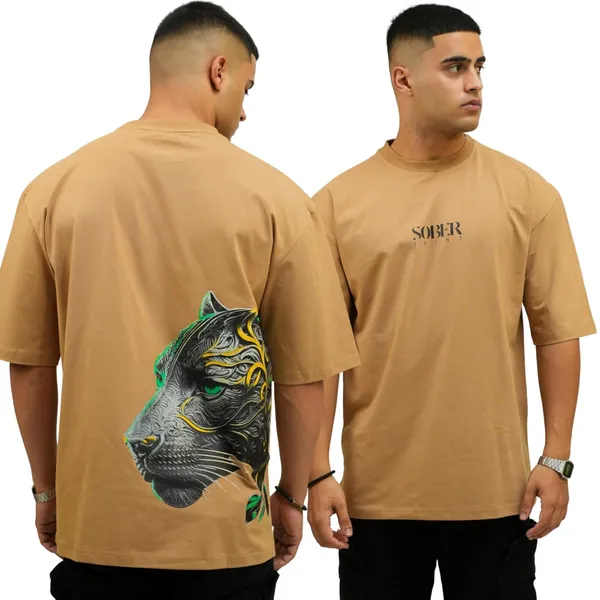 Beige_Cotton_Lycra_Oversized_Fit_T-Shirt_For_Men