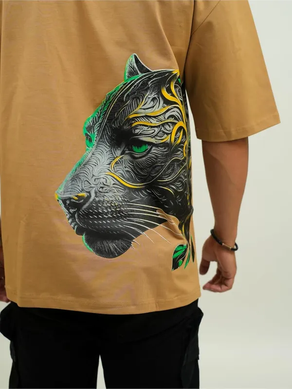 Beige_Cotton_Lycra_Oversized_Fit_T-Shirt_For_Men
