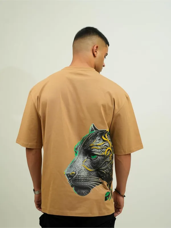 Beige_Cotton_Lycra_Oversized_Fit_T-Shirt_For_Men