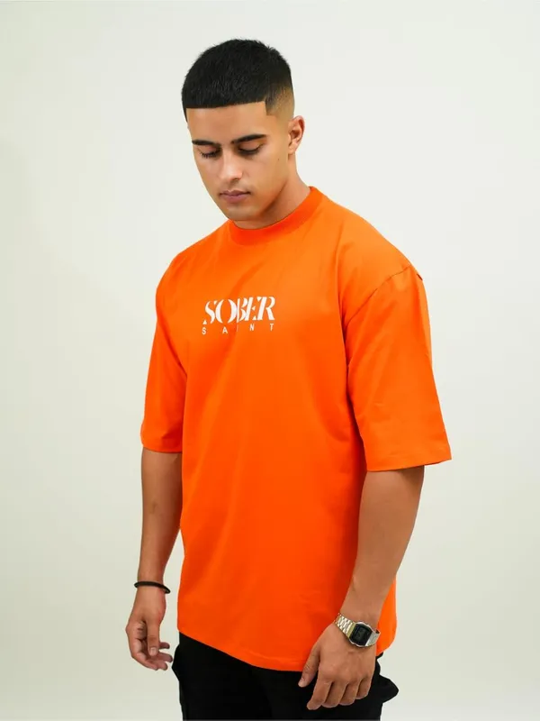 Orange_Cotton_Lycra_Oversized_Fit_T-Shirt_For_Men