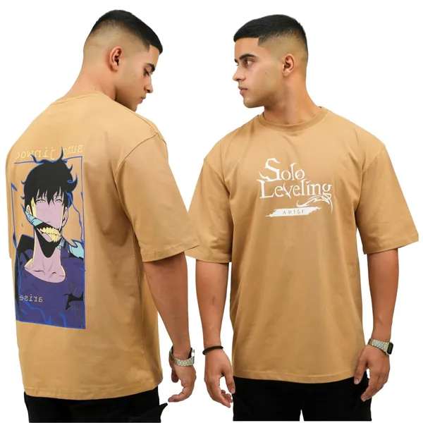 Beige_100%_Cotton_Lycra_Oversized_Fit_T-Shirt_For_Men