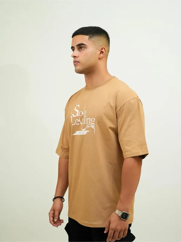 Beige_100%_Cotton_Lycra_Oversized_Fit_T-Shirt_For_Men