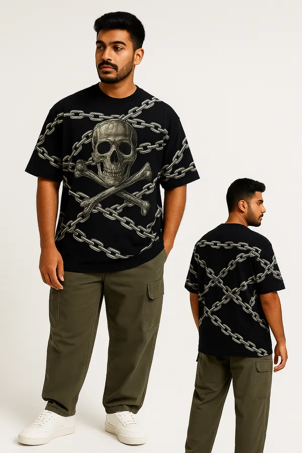 Black_Chain_Skull_Graphic_Oversized_T-Shirt_For_Men