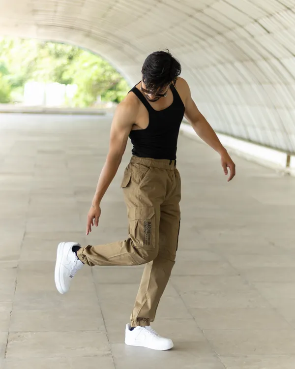 Beige_Cotton_Casual_Cargo_Pants_|_For_Men