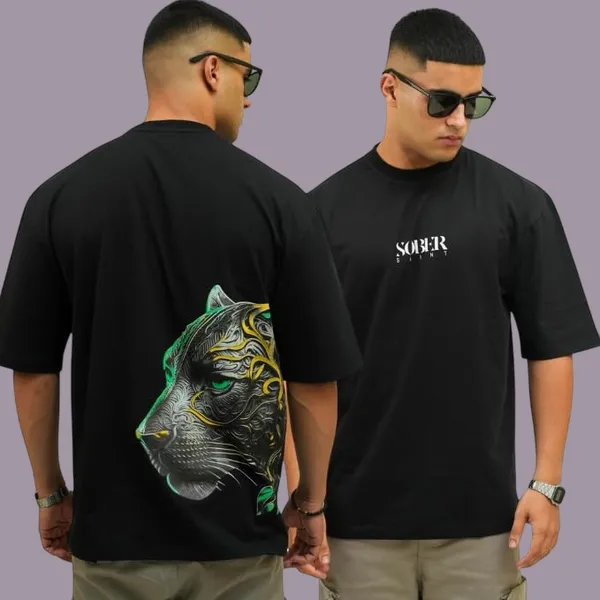 Black_Cotton_Lycra_Oversized_Fit_T-Shirt_For_Men