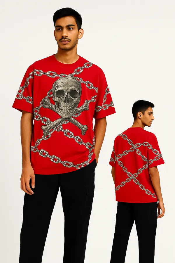 Red_Chain_Skull_Graphic_Oversized_T-Shirt_For_Men