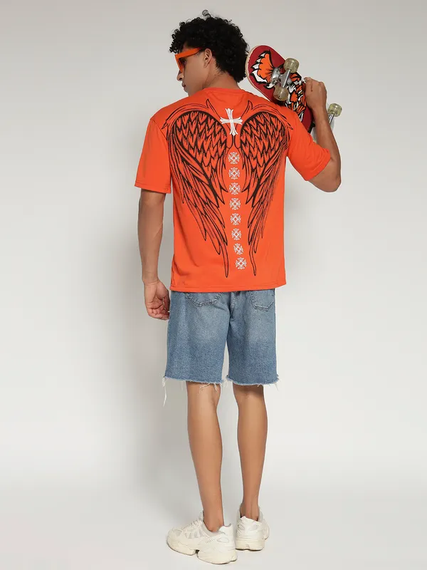 Orange_Cotton_Lycra_Oversized_Fit_T-Shirt_For_Men