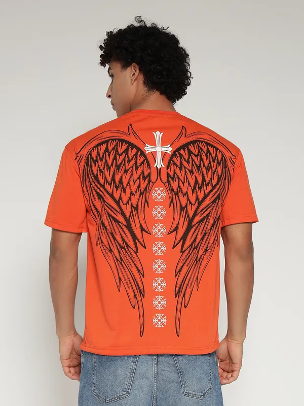 Orange_Cotton_Lycra_Oversized_Fit_T-Shirt_For_Men