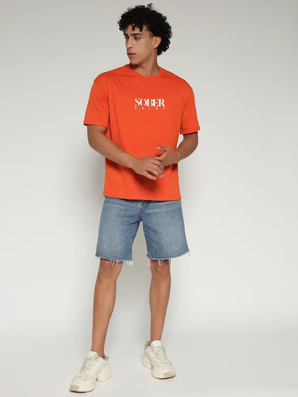Orange_Cotton_Lycra_Oversized_Fit_T-Shirt_For_Men
