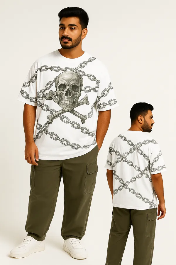 White_Chain_Skull_Graphic_Oversized_T-Shirt_For_Men