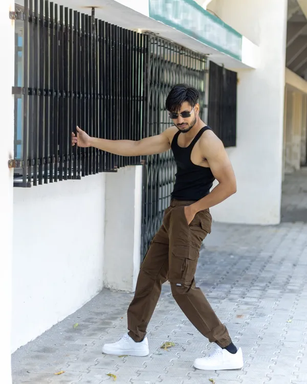 Coffee_Cotton_Casual_Cargo_Pants_|_For_Men