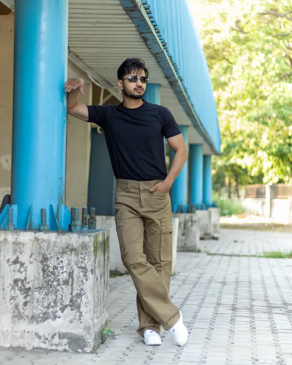 Beige_Cotton_Casual_Cargo_Pants_|_For_Men