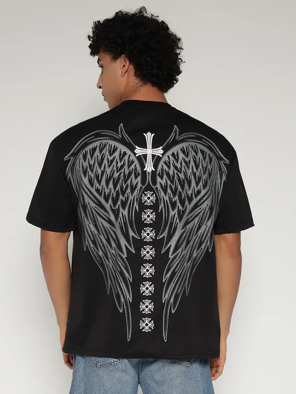 Black_Cotton_Lycra_Oversized_Fit_T-Shirt_For_Men