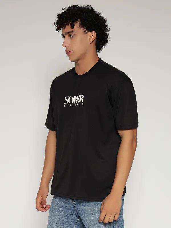 Black_Cotton_Lycra_Oversized_Fit_T-Shirt_For_Men