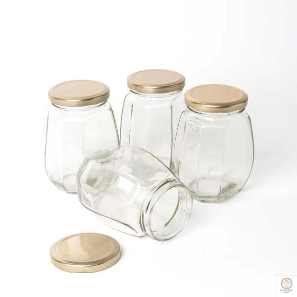 Transparent_Octagonal_Glass_Jar_Container_(375_Ml)_With_Rust_Proof_Air_Tight_Lid,_Suitable_To_Use_In_Home/Office/Kitchen_For_Beverages_(Pack_Of_2)