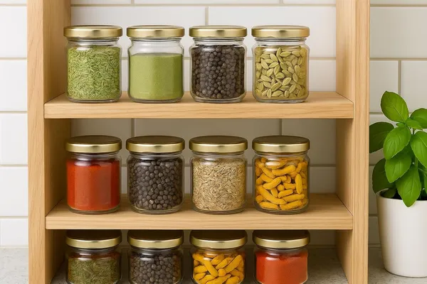 Transparent_Multipurpose_125Ml_Glass_Jar/Barni_For_Kitchen,_Achar_Pickle,_Chutney,_Dry_Fruits,_Masala,_Grocery,_Grains_Storage_With_Gold_Lug_Caps