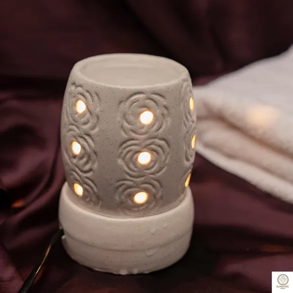White_Ceramic_Gulab_Aroma_Electric_Diffuser_Burner_With_10Ml_Rose_Aroma_Oil_For_Living_Room,_Bedroom
