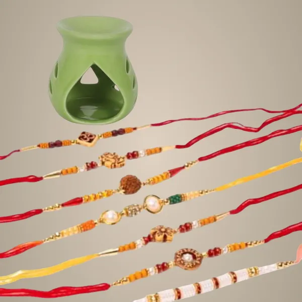 Green_Designer_Rakhi_For_Brother,_Source_Ceramic_Clay_Candle_Operated_Aroma_Green_Burner_(Pack_Of_7_Rakhi)