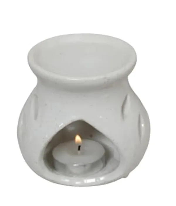 White_Ceramic_Clay_Candle_Operated_Aroma_Burner_(9_Cm)