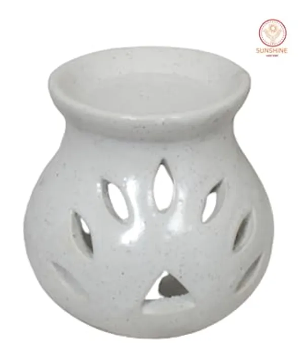 White_Ceramic_Clay_Candle_Operated_Aroma_Burner_(9_Cm)
