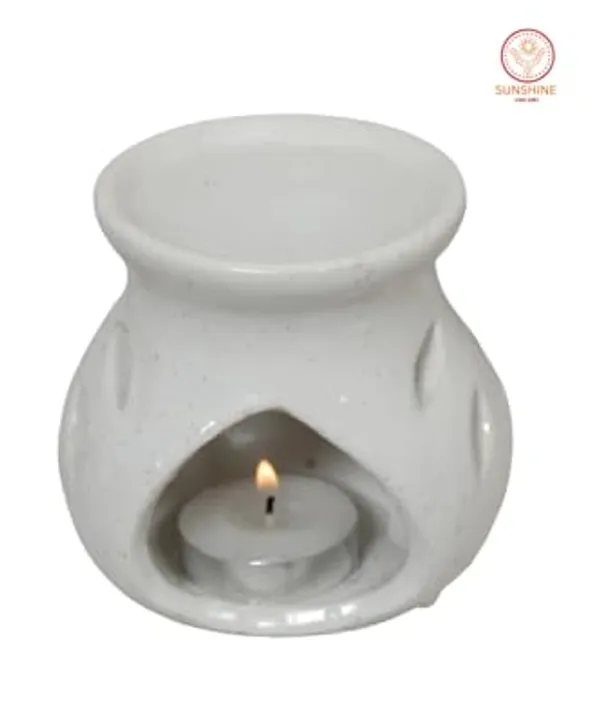 White_Ceramic_Clay_Candle_Operated_Aroma_Burner_(9_Cm)