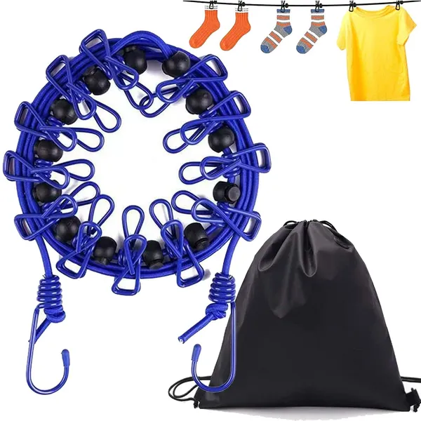 Multicolor_Portable_Multi_Functional_Drying_Rope_With_12_Clips_And_2_Hooks/Portable_Outdoor_Travel_Clothesline_Rope_Clothes_Hanging_Hook