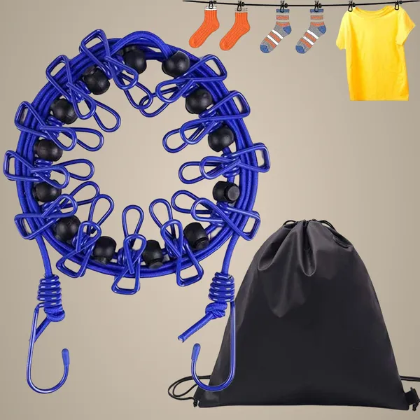 Multicolor_Portable_Multi_Functional_Drying_Rope_With_12_Clips_And_2_Hooks/Portable_Outdoor_Travel_Clothesline_Rope_Clothes_Hanging_Hook