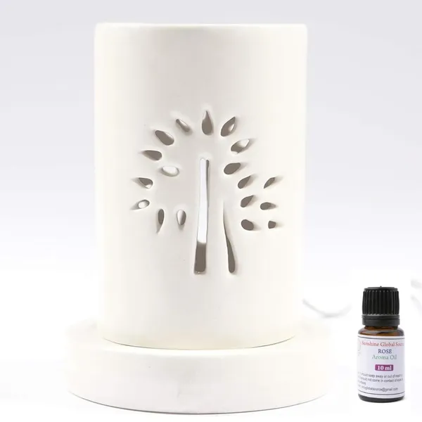 White_Large_Size_Electric_Aroma_Burner_With_10Ml_Rose_Aroma_Oil_For_Living_Room,_Bedroom