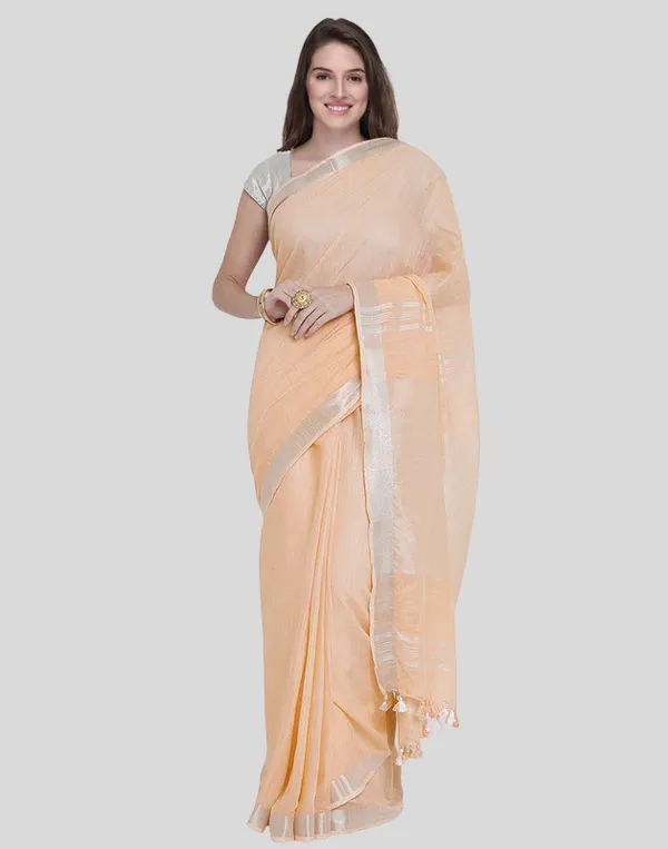 Authentic_Apricot_Orange_Pure_Linen_Handloom_Bhagalpuri_Saree_with_Matching_Blouse_Piece