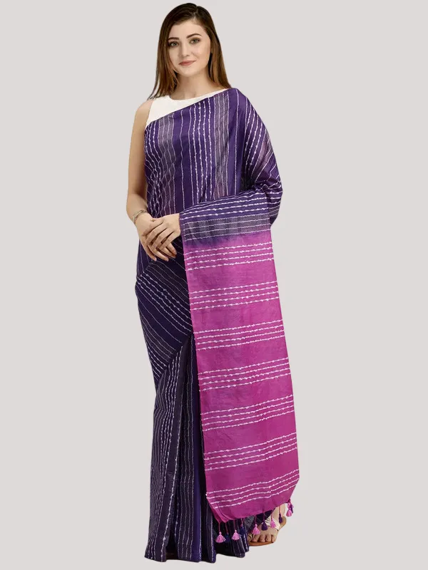 Eminence_Violet_&_Orchid_Pink_Kota_SIlk_Bhagalpuri_Handloom_Striped_Two_Dye_Saree