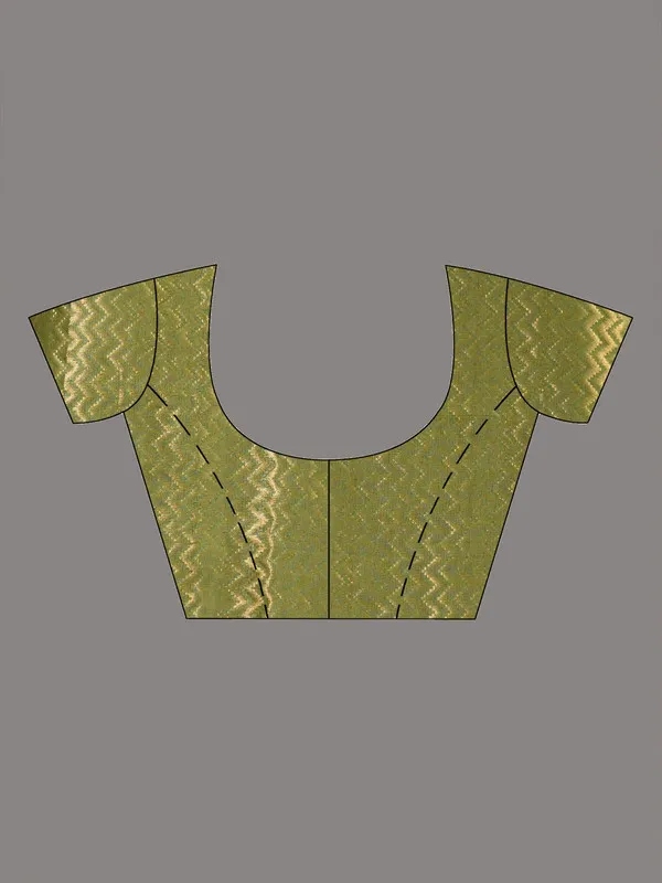 Authentic_Avocado_Green_Women's_Linen_Tissue_Silk_Bhagalpuri_Designer_Handloom_Weaving_Saree