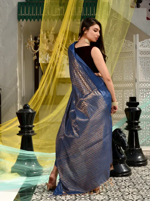 Authentic_Rhinaya_Blue_Bhagalpuri_Linen_Tissue_Silk_Handloom_Motif_Designer_Saree