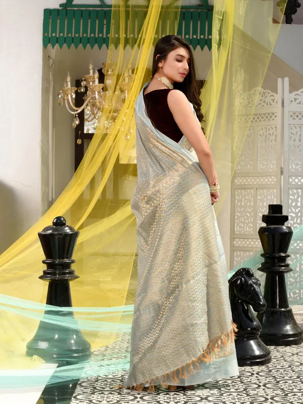 Authentic_Silver_Grey_Designer_Bhagalpuri_Handloom_Weaving_Motif_Saree