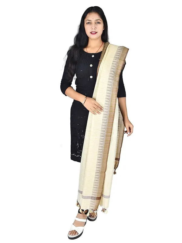 Natural_Textured_Linen_Blend_Handloo_Bhagalpuri_Temple_Dupatta_(Brown)
