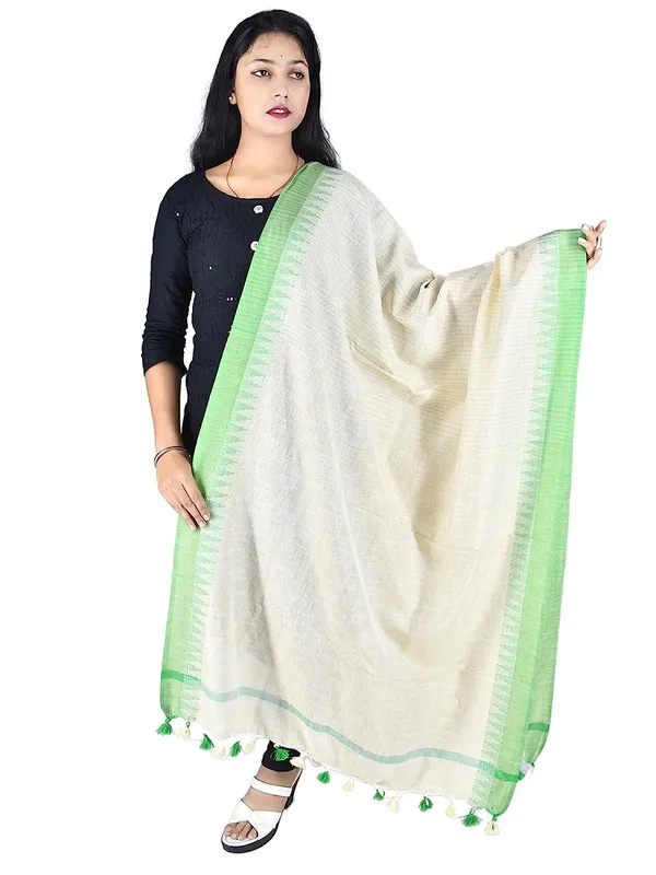 Green_Handloom_Temple_Border_Dupatta_for_Women