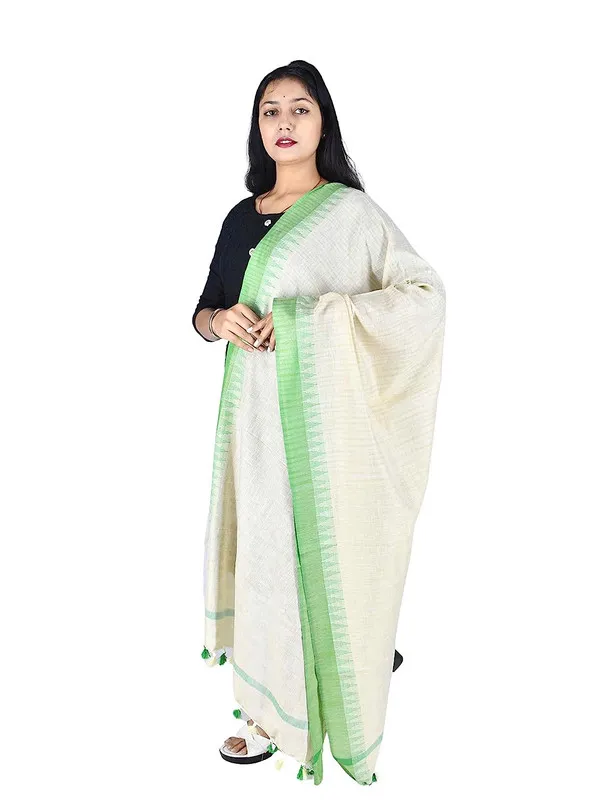 Green_Handloom_Temple_Border_Dupatta_for_Women