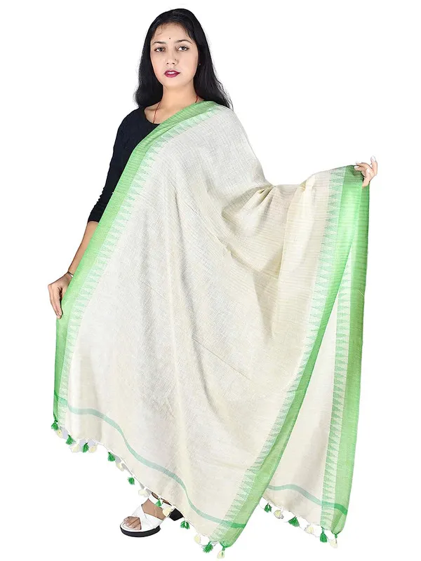 Green_Handloom_Temple_Border_Dupatta_for_Women