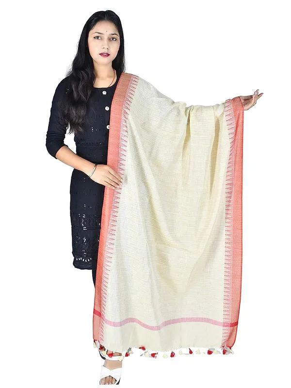 Bhagalpuri_Linen_Blend_Temple_Dupatta_with_Natural_Texture_(Orange)