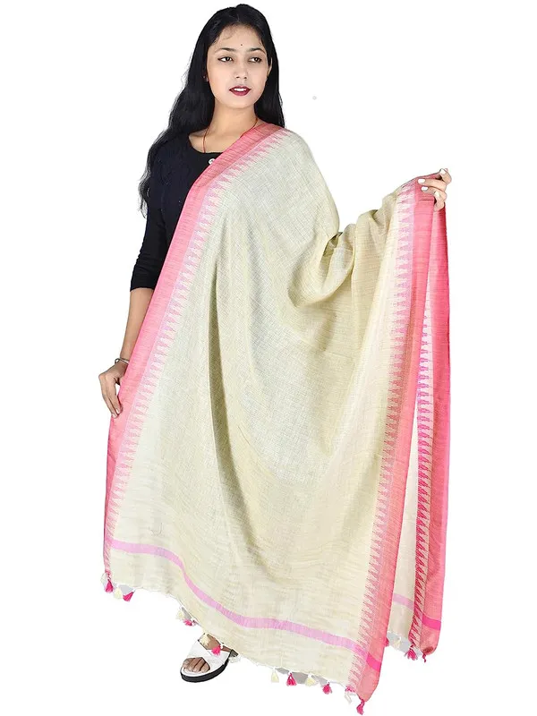 Pink_Linen_Blend_Temple_Handloom_Bhagalpuri_Dupatta