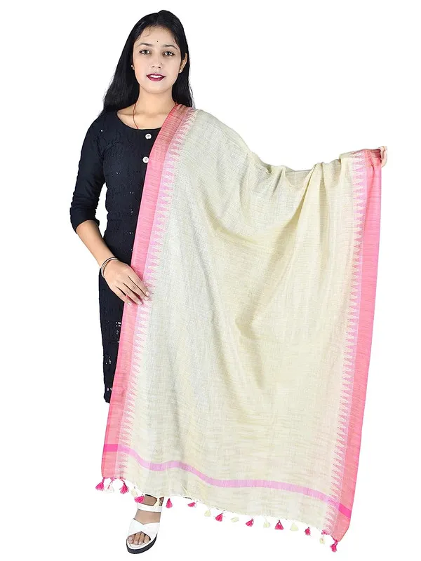 Pink_Linen_Blend_Temple_Handloom_Bhagalpuri_Dupatta