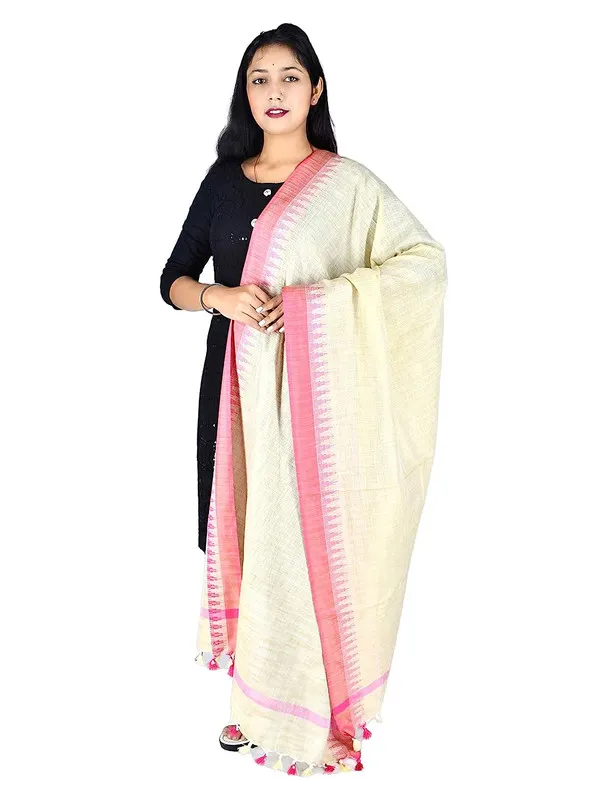 Pink_Linen_Blend_Temple_Handloom_Bhagalpuri_Dupatta