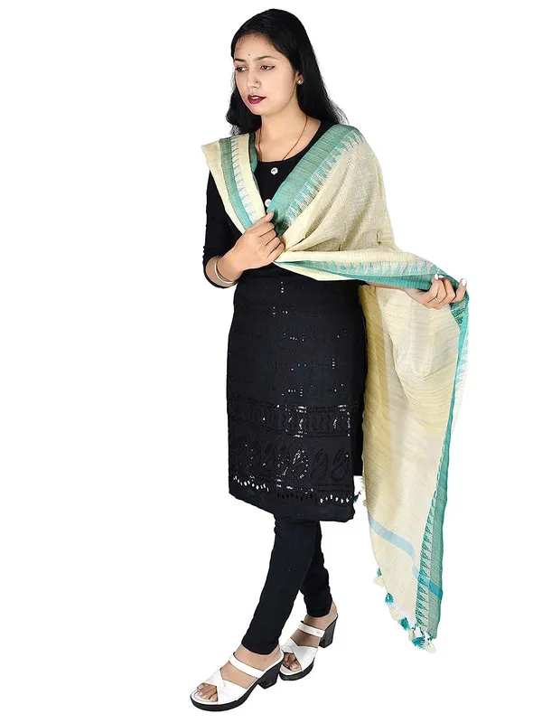 Linen_Blend_Handloom_Bhagalpuri_Temple_Dupatta_with_Color_Border_(Turquoise)