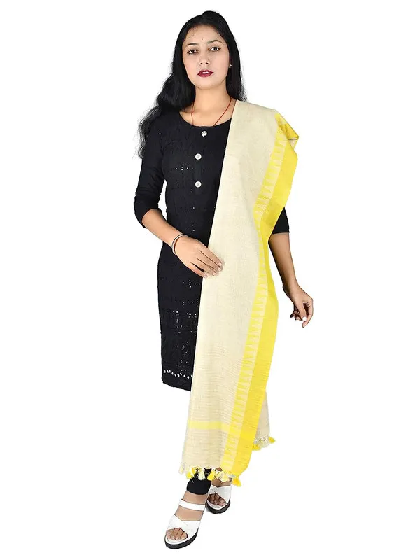Temple_Border_Handloom_Linen_Blend_Bhagalpuri_Dupatta_(Canary_Yellow)